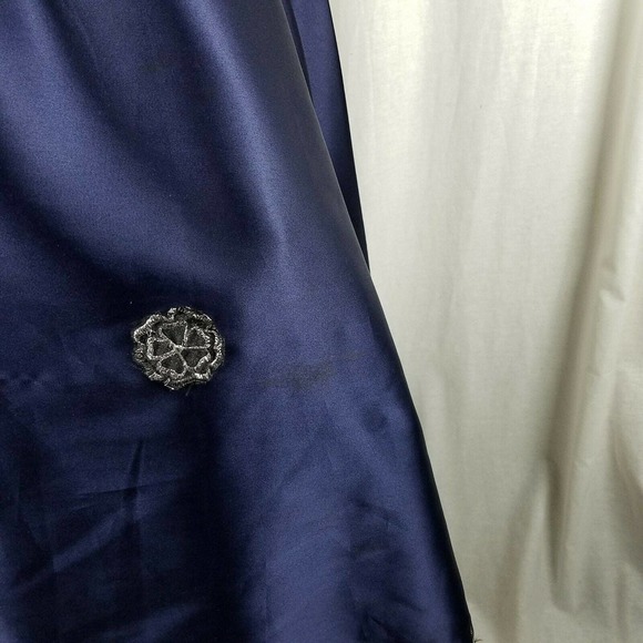 Vintage Navy Blue Velvet Chiffon Jeweled Prom Pageant Dress Junior 2XL Womens XS - Picture 10 of 10